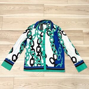 NWT Versace Women’s Chain Link Blouse Long Sleeve Top